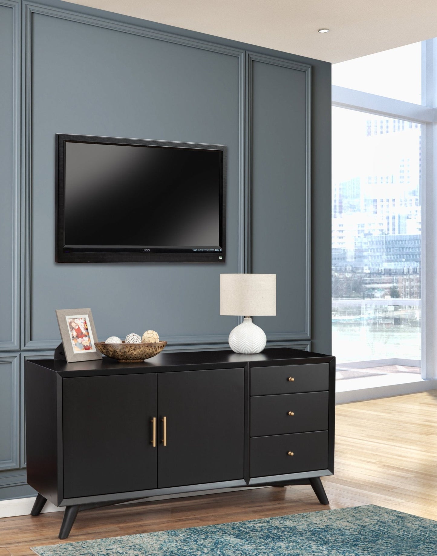 Alpine Furniture Alpine Furniture Flynn Sideboard In Black - 966BLK-64 - 840108501784 - SideboardOutlet.com