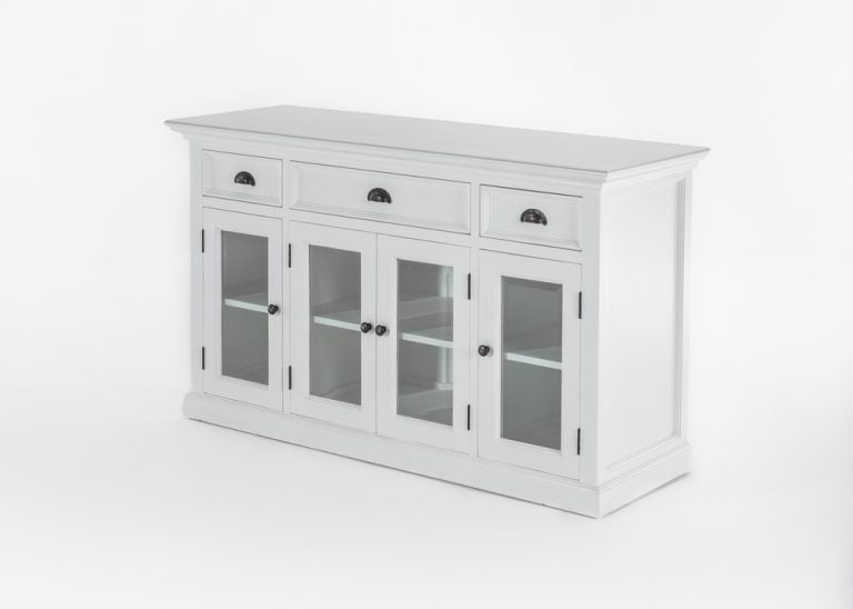 NovaSolo Halifax Buffet With 4 Glass Doors & 3 Drawers In White - BG192 - 8994921003955 - SideboardOutlet.com