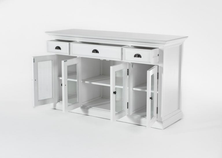 NovaSolo Halifax Buffet With 4 Glass Doors & 3 Drawers In White - BG192 - 8994921003955 - SideboardOutlet.com