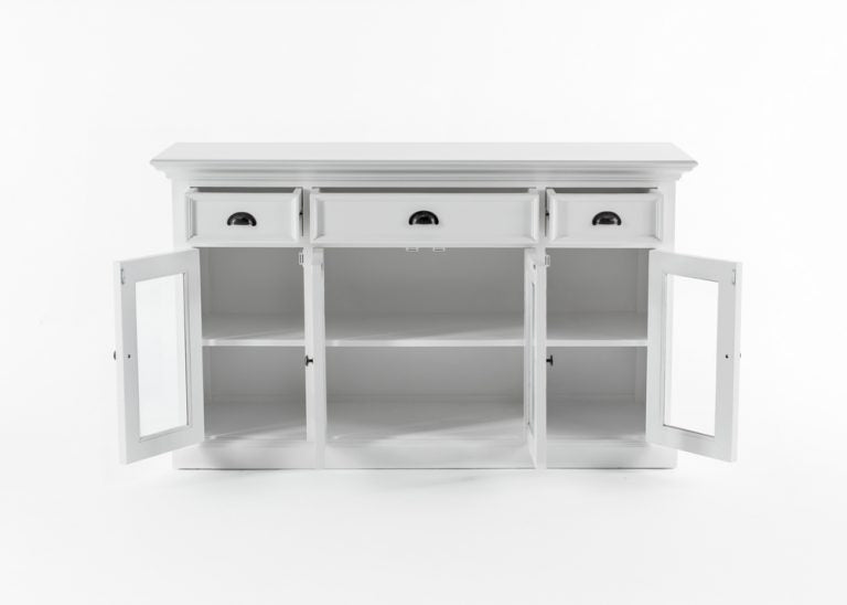 NovaSolo Halifax Buffet With 4 Glass Doors & 3 Drawers In White - BG192 - 8994921003955 - SideboardOutlet.com