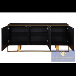 Lacquered Wood 3 Door Sideboard, Black And Gold - T2026 - SideboardOutlet.com