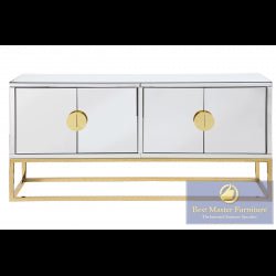 Mirrored 4 Door Sideboard With Gold Legs And Hardware - T2023 - SideboardOutlet.com