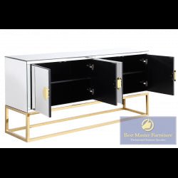 Mirrored 4 Door Sideboard With Gold Legs And Hardware - T2023 - SideboardOutlet.com