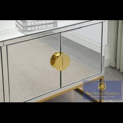 Mirrored 4 Door Sideboard With Gold Legs And Hardware - T2023 - SideboardOutlet.com