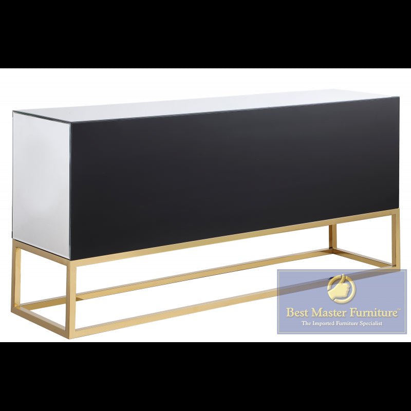 Mirrored 4 Door Sideboard With Gold Legs And Hardware - T2023 - SideboardOutlet.com